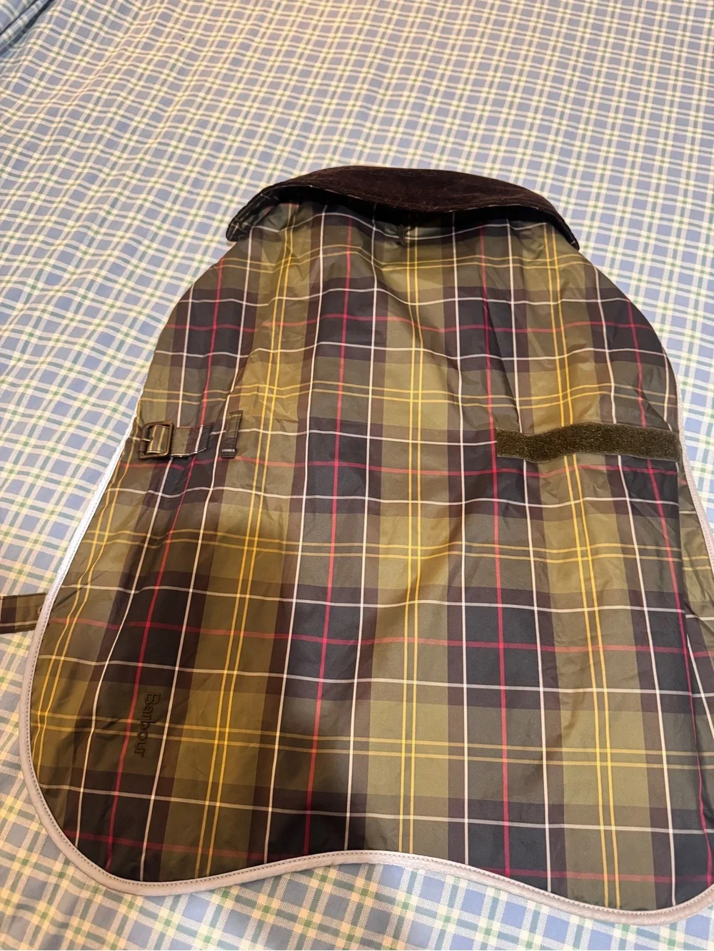 Barbour Olive, Black & Yellow Tartan dog rain coat - large